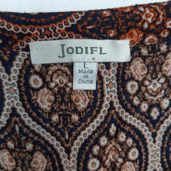 Jodifl Rust Navy Keyhole Front Peasant Long Sleeve Tunic - Picture 6 of 7